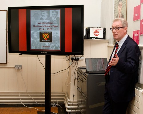 Des Byrne, author of The Revolutionary Years introduces the audience to some of the past pupils who took part in The Rising